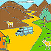 Mountain and cows coloring juego